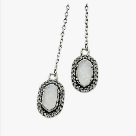 ALEXIS White Gemstone Drop Earrings - Picture 3 of 4